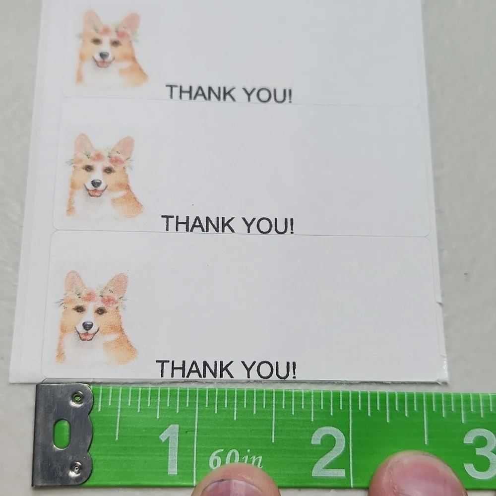 Hand Crafted Puppy w/Floral Crown Thank You Stickers 100 Count